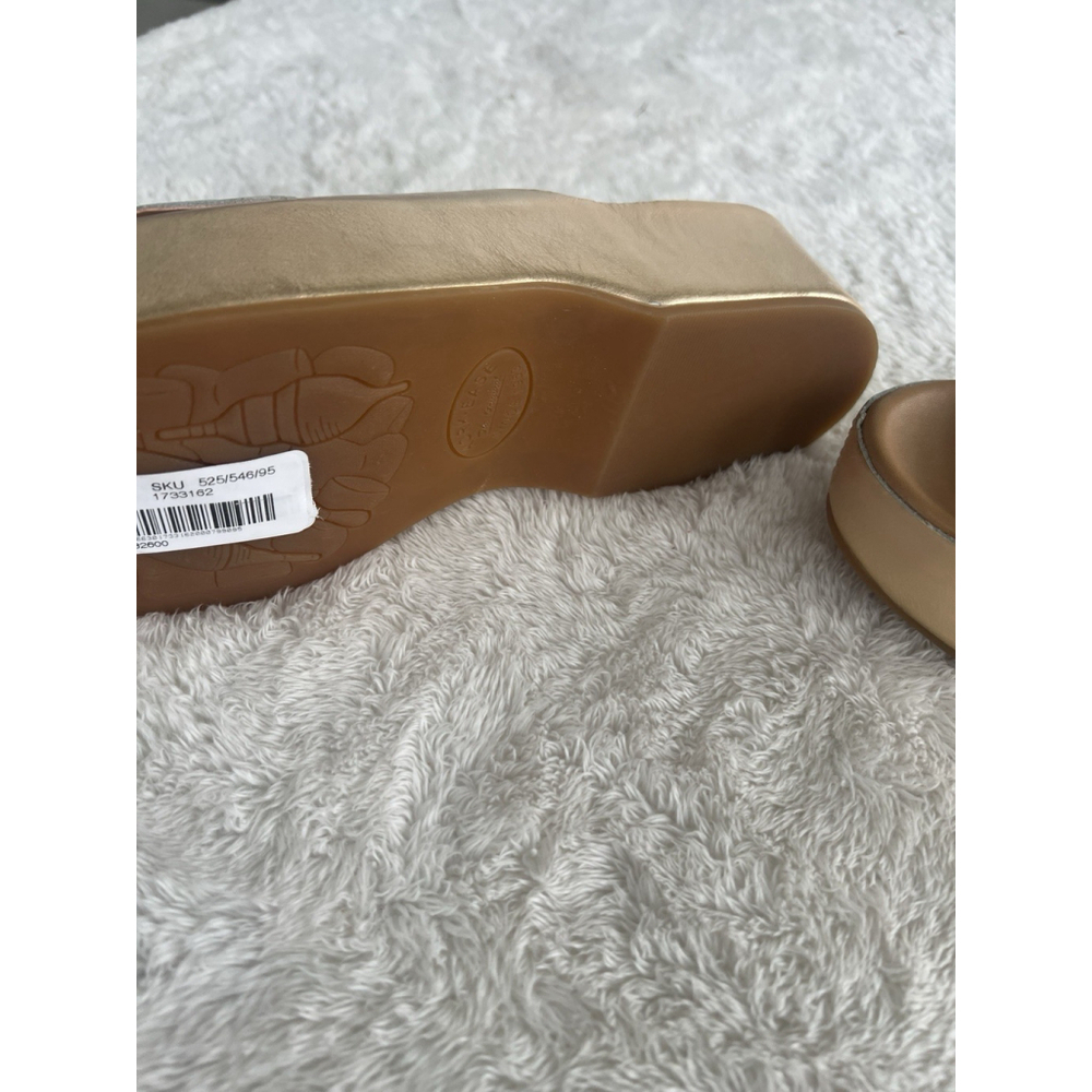 Kork-Ease Sz 9 Brushed Gold York Leather Buckle Platform Slide Sandals NWT - Picture 7 of 16